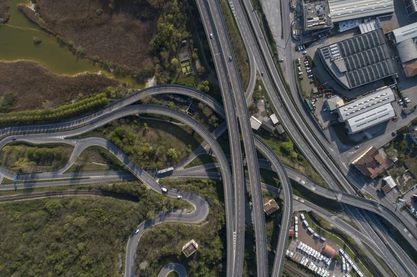Highway Aerial View Drone — Stock Photo, Image