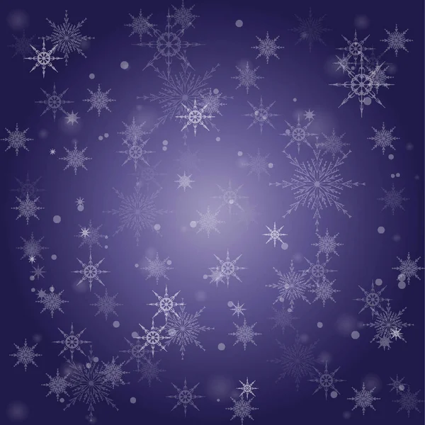 Fondo violeta que contiene la caída de copos de nieve y nieve — Vector de stock