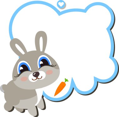 Baby bunny with a carrot clipart