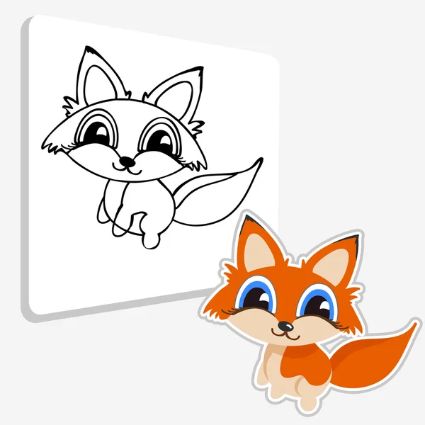 Pagina de colorat Baby Fox — Vector de stoc