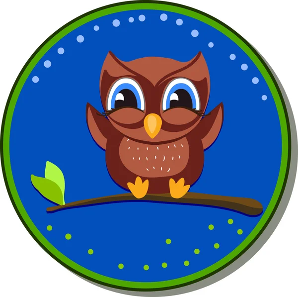 Chick owl sentado en una rama . — Archivo Imágenes Vectoriales