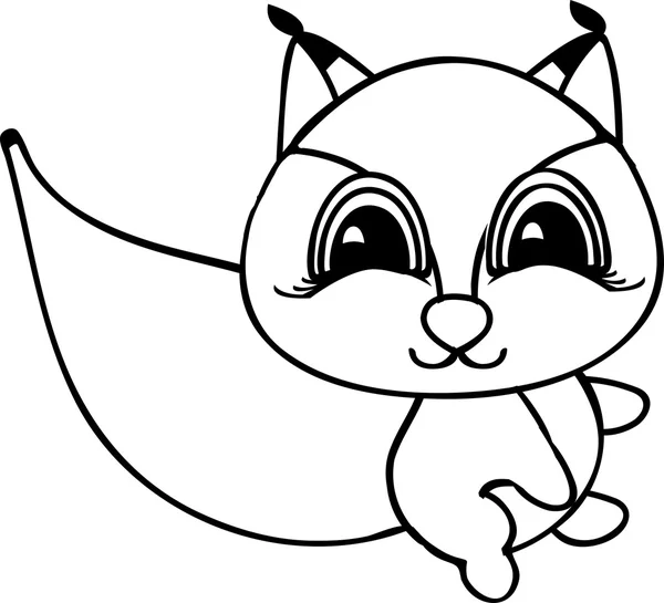 Drăguț desene animate veveriță, linie de artă, de colorat — Vector de stoc