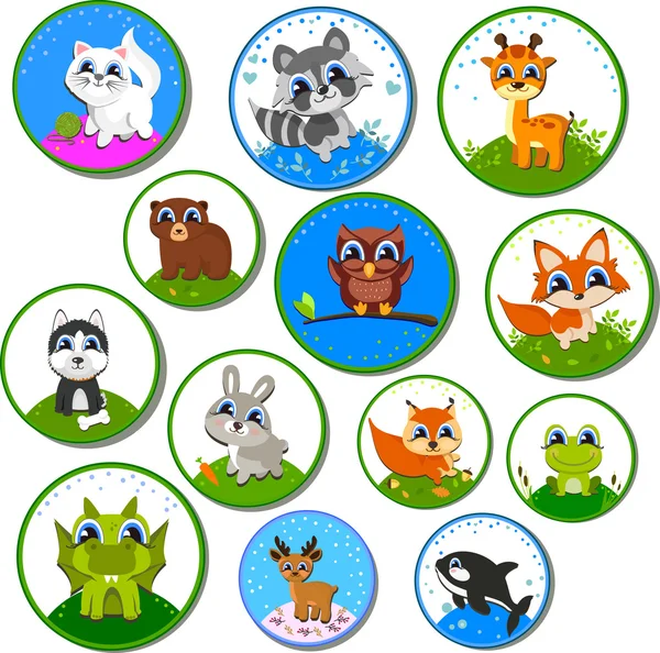 Set of labels with animals known — Stock Vector