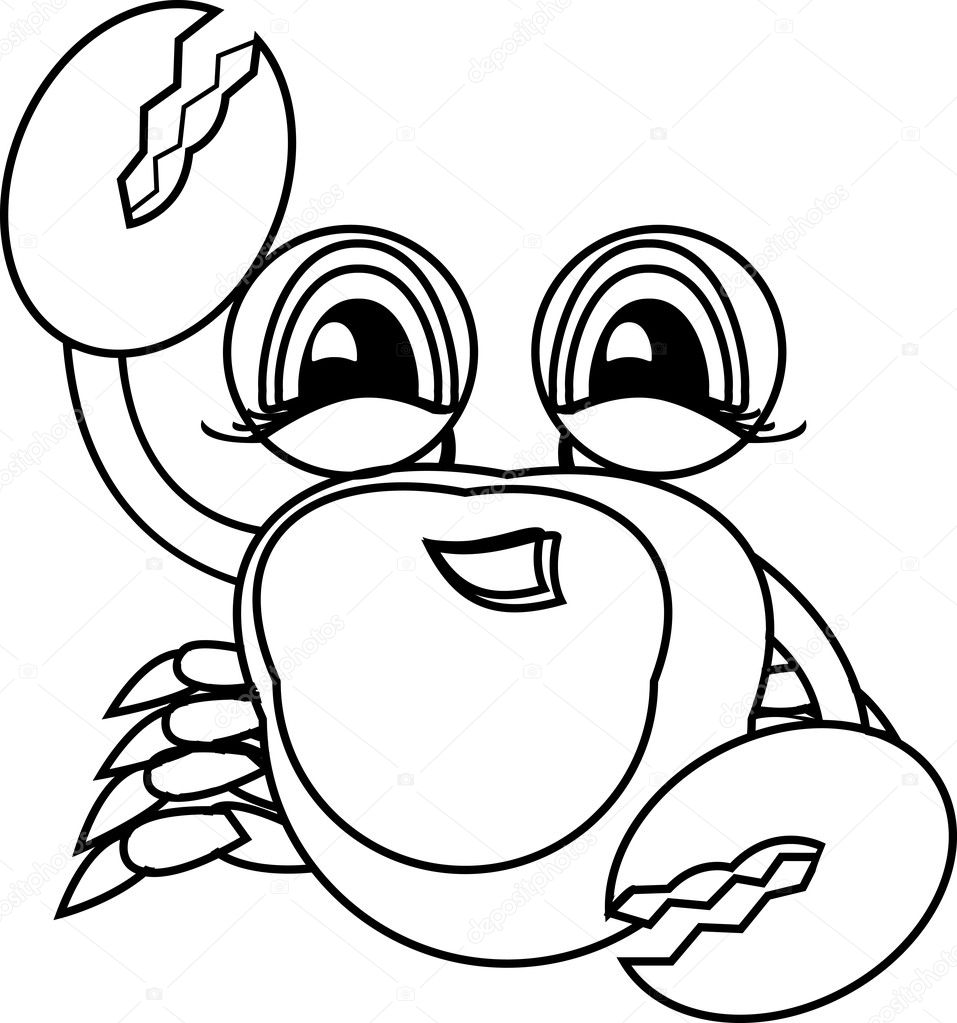 Libro da colorare Animale di mare disegnati a mano Granchio — Vettoriale Stock