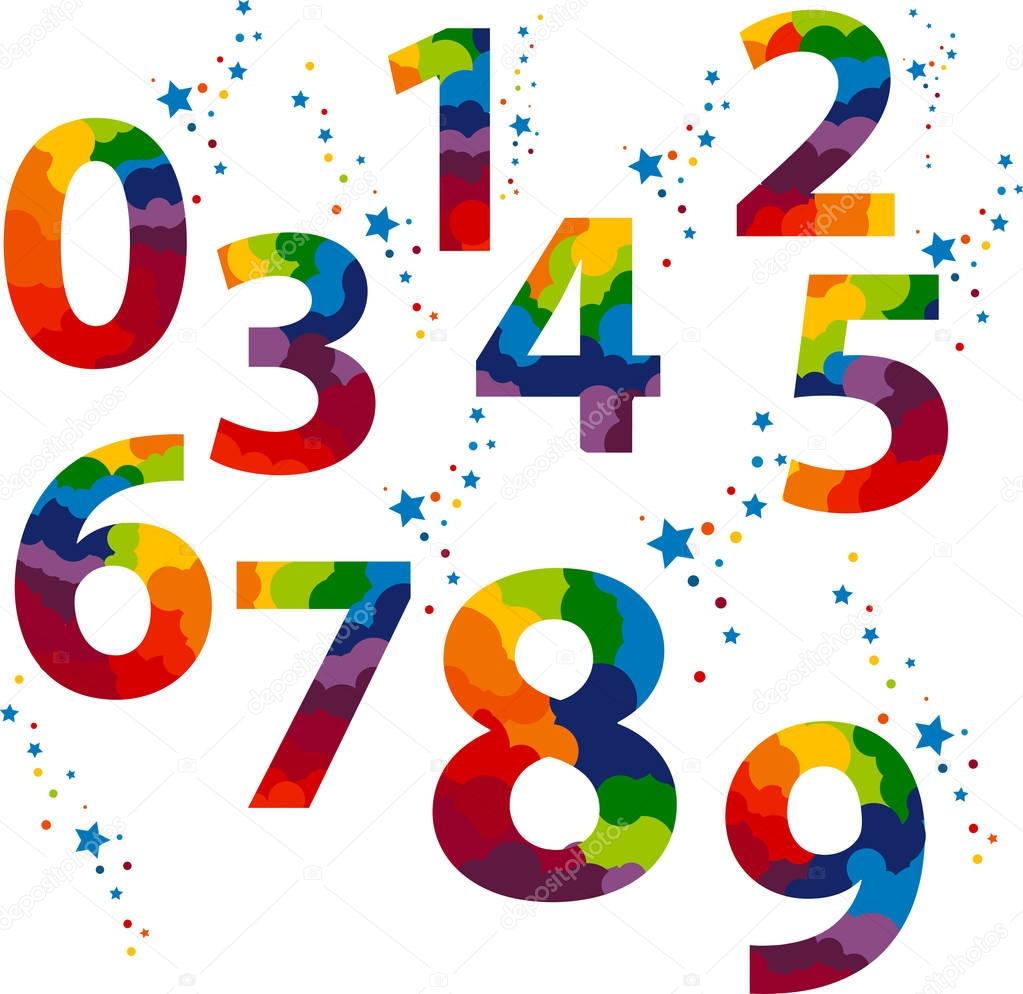 Numbers set colored