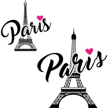 Eyfel Kulesi set vektör. Paris için basit grafik tasarım.