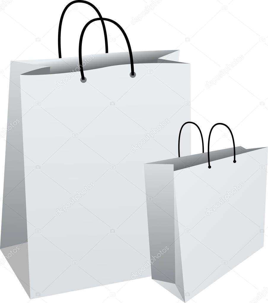 blank paper bags set isolated on white background