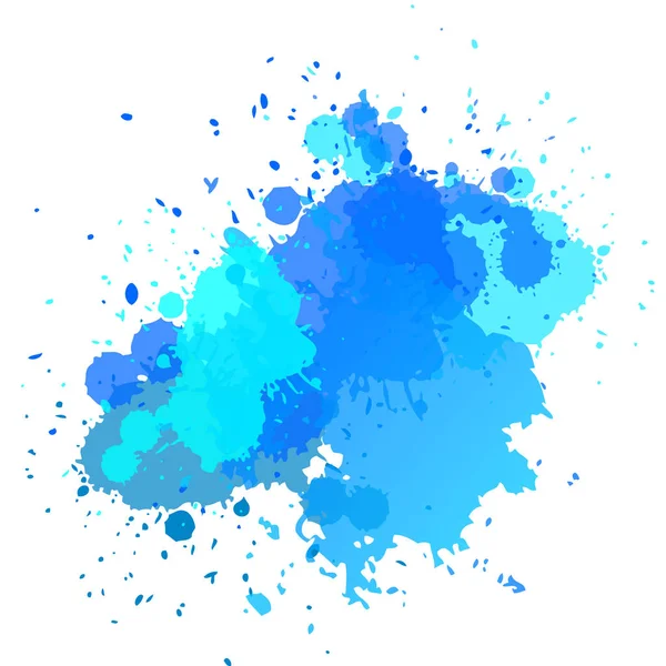 Aquarell Hintergrund mit Spritzern und Tropfen blauer Farbe. — Stockvektor