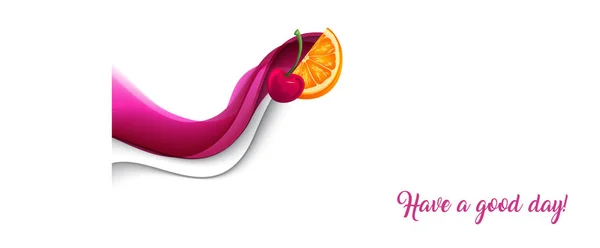 Vacances d'été vecteur illustration fruits et baies. orange et cerise — Image vectorielle
