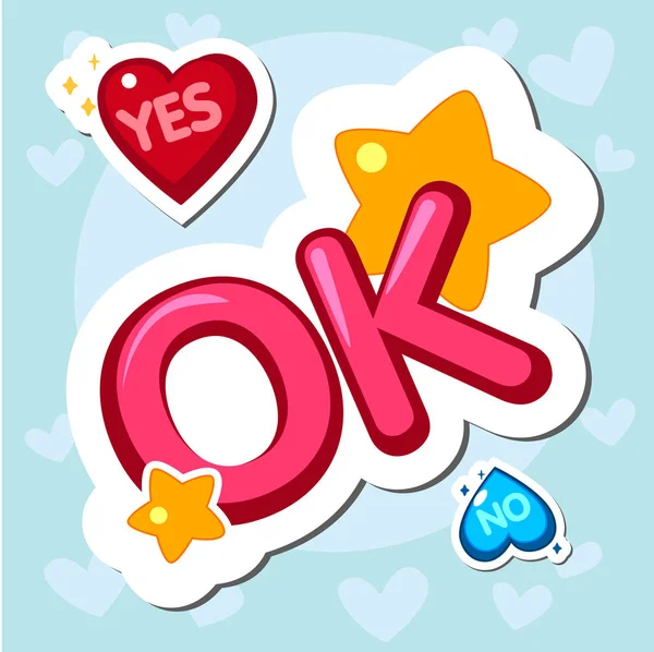 Des phrases populaires. Oui Non OK. Sticker Eléments design illustration vectorielle — Image vectorielle