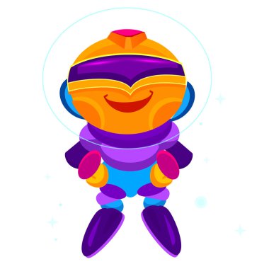 Vektör karikatür komik robot resmini. Olumlu karakter. Teknoloji, Robotik.