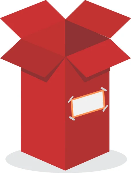 Caja de cartón de cuadrados vacíos abiertos rojos aislados sobre fondo transparente . — Vector de stock