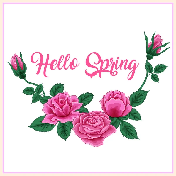 Floral frame van roze roze bloemen, briefkaart of bron voor uw banner. — Stockvector