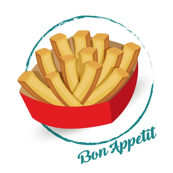 Pommes de terre avec un signe Bon appétit — Image vectorielle
