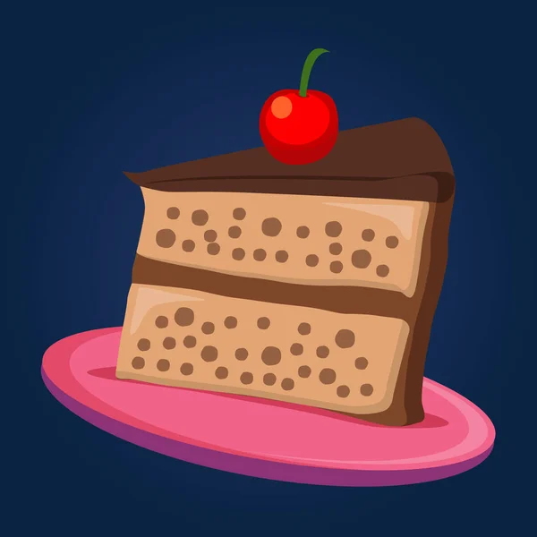 Gâteau sur la plate- icône plate — Image vectorielle