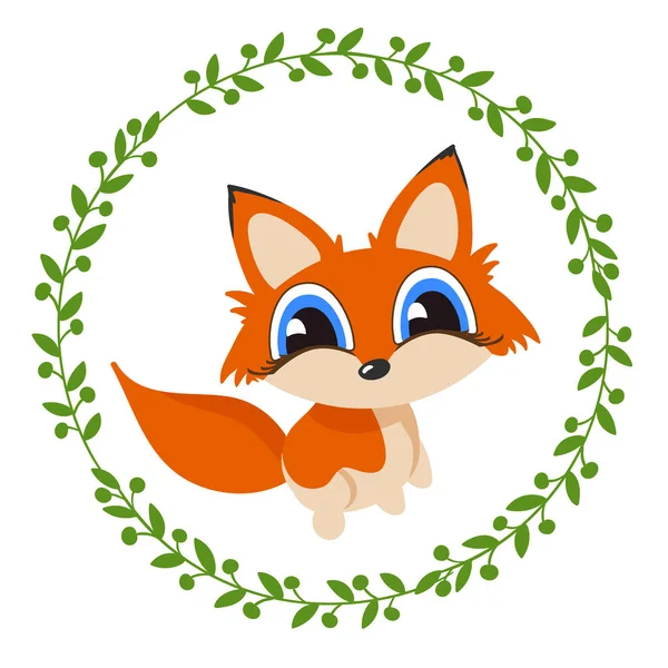 Cute Fox kartun - Stok Vektor