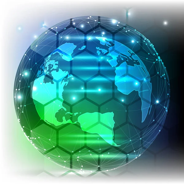 Conexão de rede global - planeta Terra — Vetor de Stock