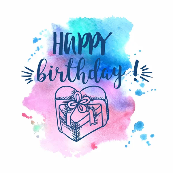 Happy Birthday Aquarell Zeichen auf weiß — Stockvektor