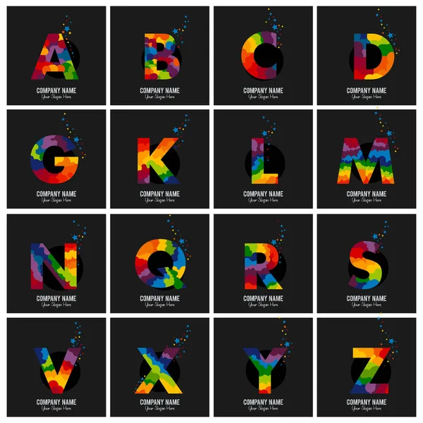 Lettres de couleur alphabet anglais . — Image vectorielle