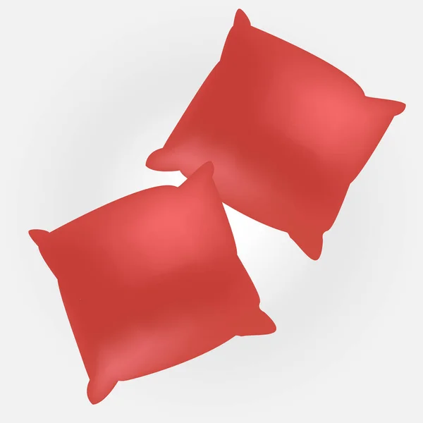Ilustración vectorial de dos almohadas rojas vacías — Vector de stock