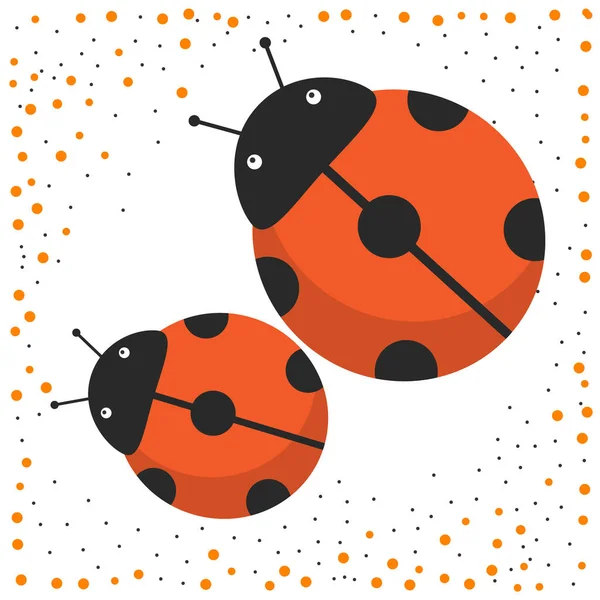 Dua Ladybugs. Ilustrasi vektor pada latar belakang putih - Stok Vektor