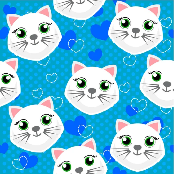 Roztomilé kočky, vektorové vzorové, ilustrace na barevném pozadí. — Stockový vektor