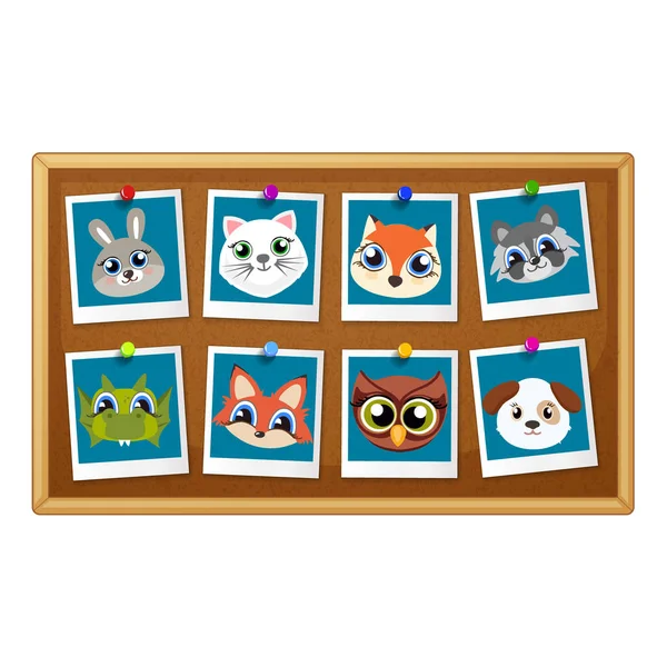 Birthday Photo Frames With Cute Animals. Decorative Template For Baby, Family Or Memories. Scrapbook Vector Illustration. — Stock Vector