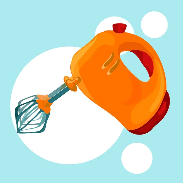 Hand mixer icon, vector illustration on blue background — Stock Vector