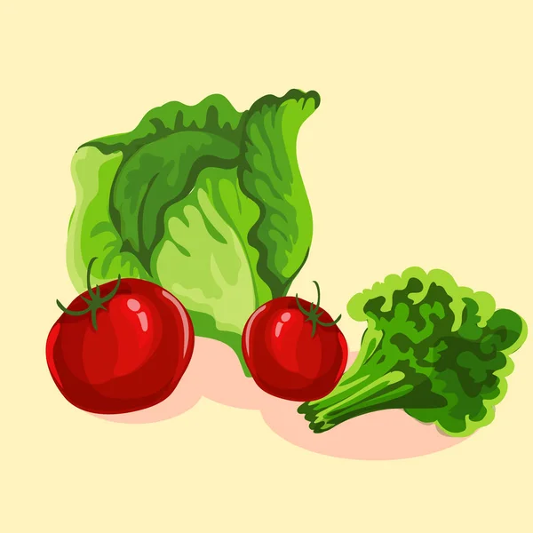 Zátiší zeleniny v karikatuře stylu. — Stockový vektor