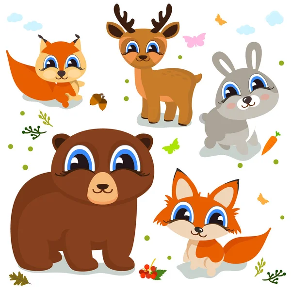 卡通野生动物背景 — 图库矢量图片