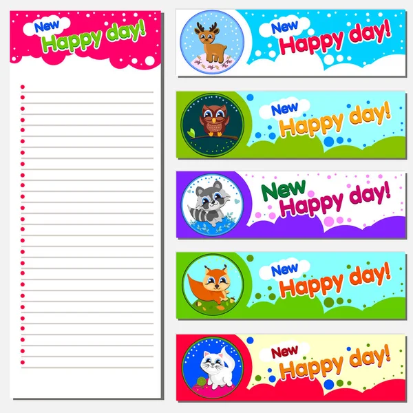 Organizați și programați cu note și liste de făcut. Text Happy New Day . — Vector de stoc