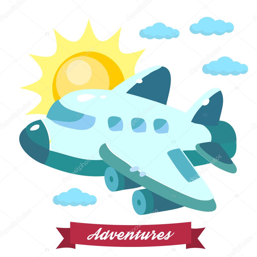 illustration of an airplane flying in the sky