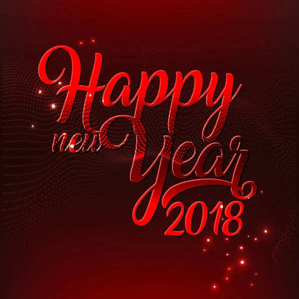 Vector illustratie tekst van gelukkig Nieuwjaar 2018 rode kleuren. — Stockvector
