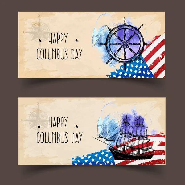 Happy columbus day. Handmade vector illustration — Stock Vector