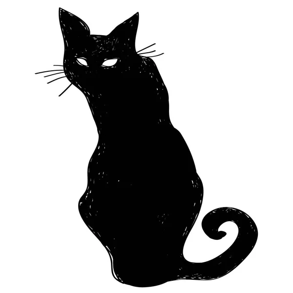 Sylwetka wektor czarny kot siedzący. — Wektor stockowy