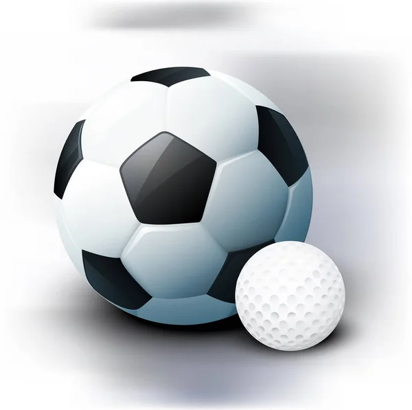 現実的なスタイルでサッカーとゴルフのボール。あなたのポスターのための要素. — ストックベクタ