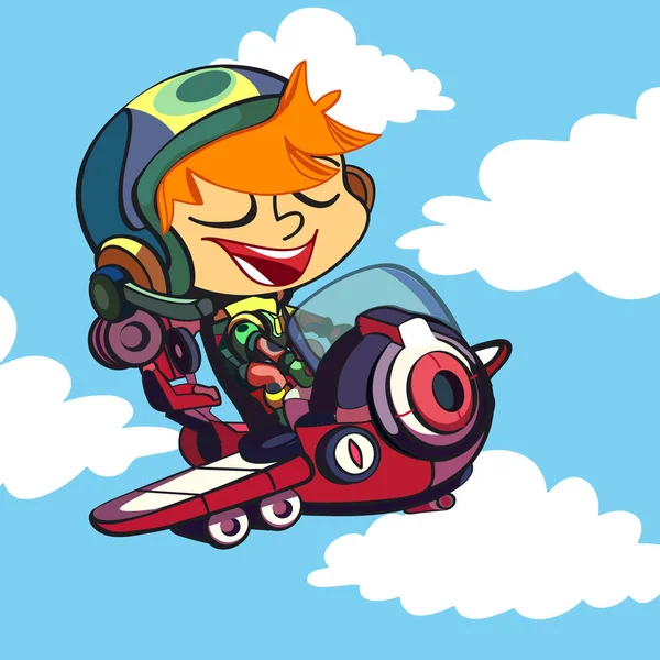 Веселий пілот хлопчика. Гарний мультиплікаційний персонаж . — стоковий вектор