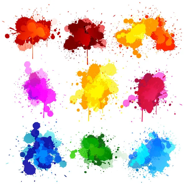 Colores acuarela pintura manchas vector conjunto . — Archivo Imágenes Vectoriales