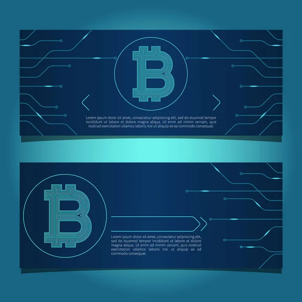 Bitcoin digitale Währung, futuristisches digitales Geld, Technologie weltweites Netzwerkkonzept, — Stockvektor