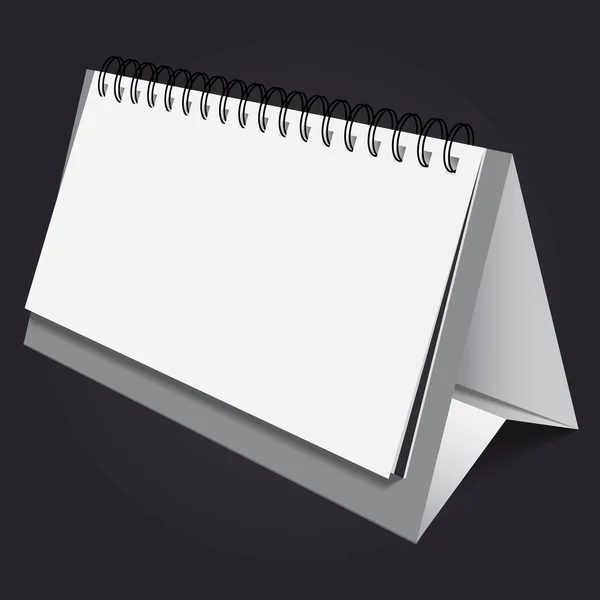 Calendario de escritorio en blanco aislado sobre fondo gris oscuro — Archivo Imágenes Vectoriales