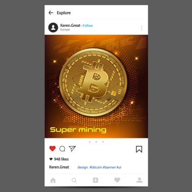 Banner Cryptocurrency Market, Hosting şirketi için. Bitcoin Logo.