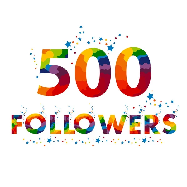 500 seguidores números de colores. 500 número de seguimiento . — Vector de stock