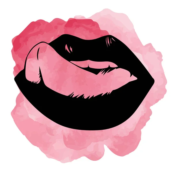 Open mouth sticking out tongue vector illustration — Stock Vector