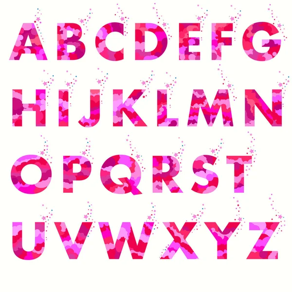Alfabetet som isolerade. Vector alfabetet platt stil. Vector rosa färg. — Stock vektor