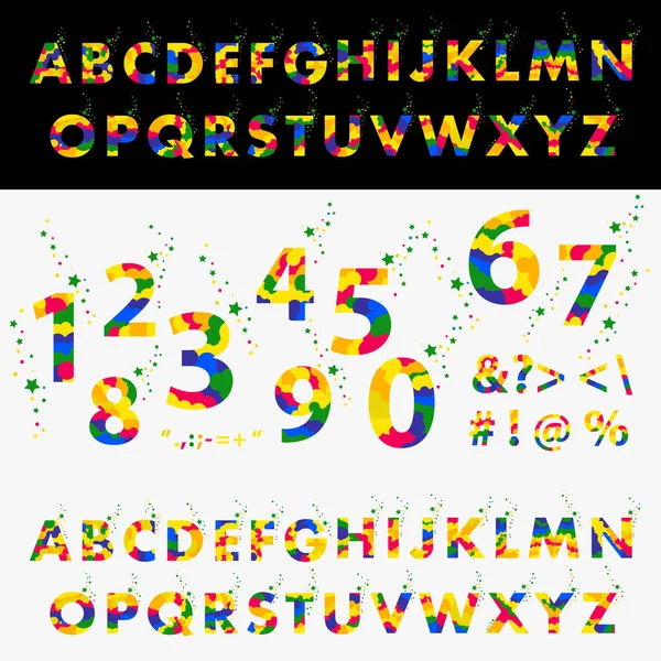 Vector de tipografía colorida estilizada y alfabeto — Archivo Imágenes Vectoriales