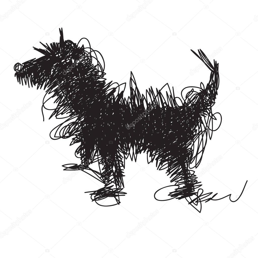 dog illustrated in a doodle style. Vector sketch dog 2018