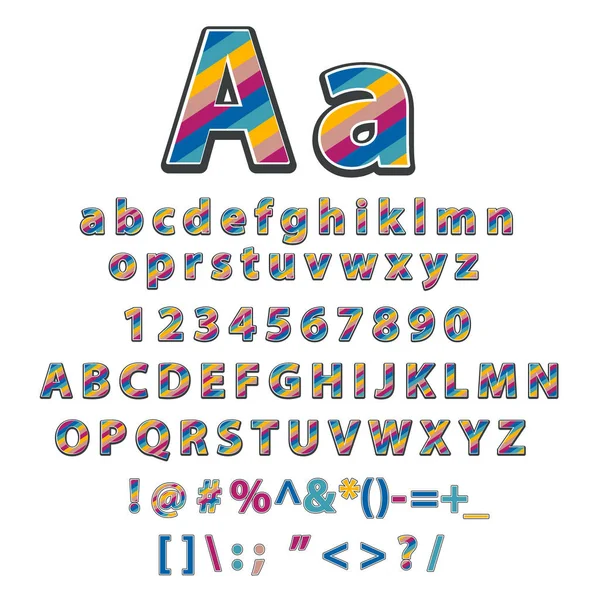 Vecteur de police et alphabet colorés stylisés modernes — Image vectorielle