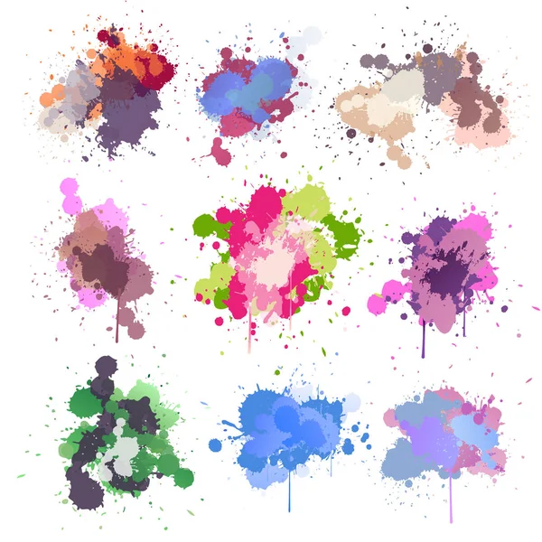 Setzen farbenfrohe Aquarellspritzer. moderner Design-Hintergrund für Ihr Design. — Stockvektor