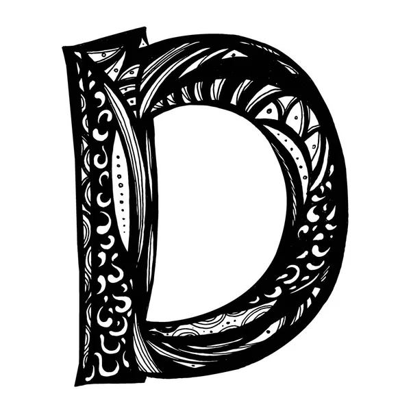 ベクトル グラフィックのエレガントな黒落書きフォント、記号、アルファベット, — ストックベクタ