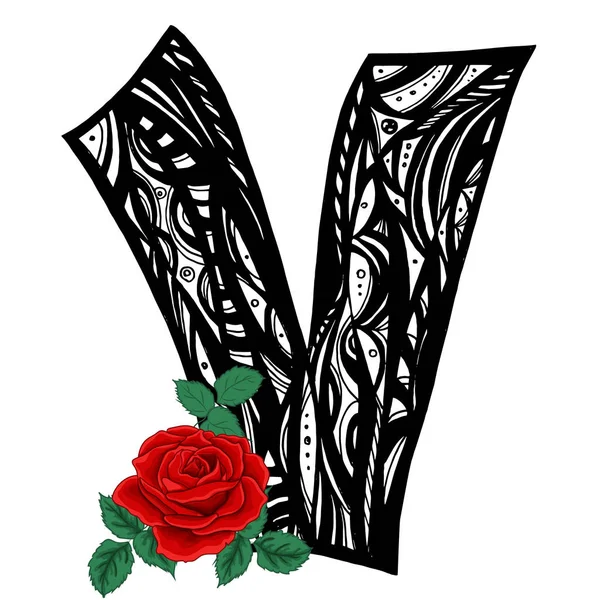 Letra V y Rose, logo de belleza y moda — Archivo Imágenes Vectoriales